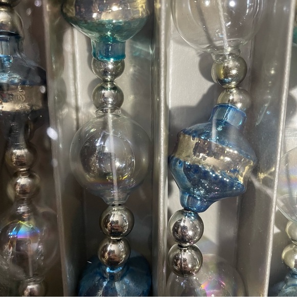Silver blue Mercury glass beaded garland ornament strand 6 ft holiday Christmas - Picture 5 of 7